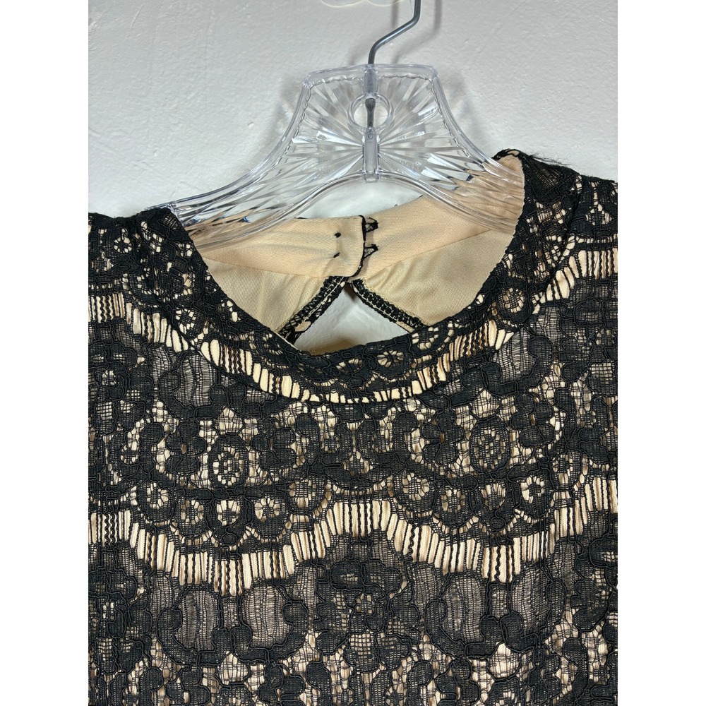City Triangles Black Lace Nude Lined A Line Dress Keyhole Back Women's XL - Picture 4 of 13